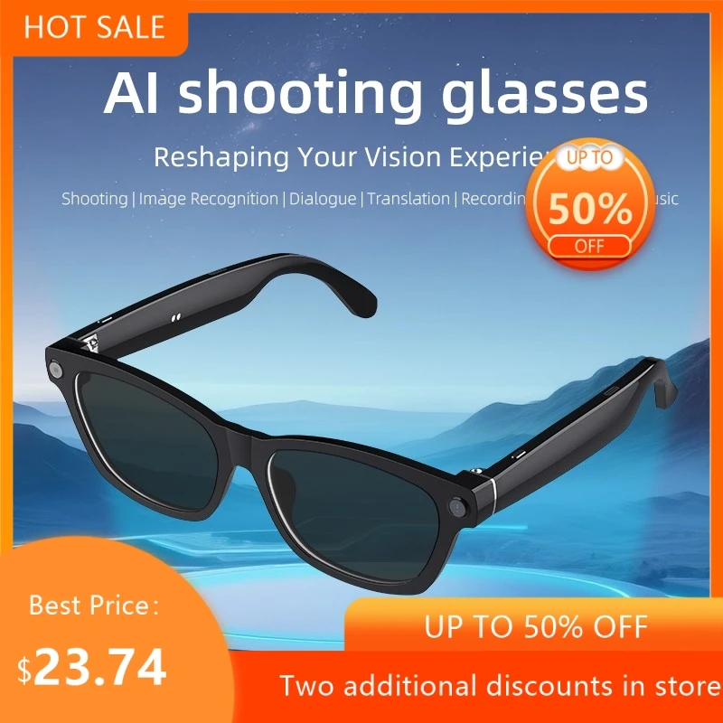Echowear Smart Camera Glasses 800W Pixel Camera Video Denoising AI Recognition Real Time Translation Smart Glasses DropShipping