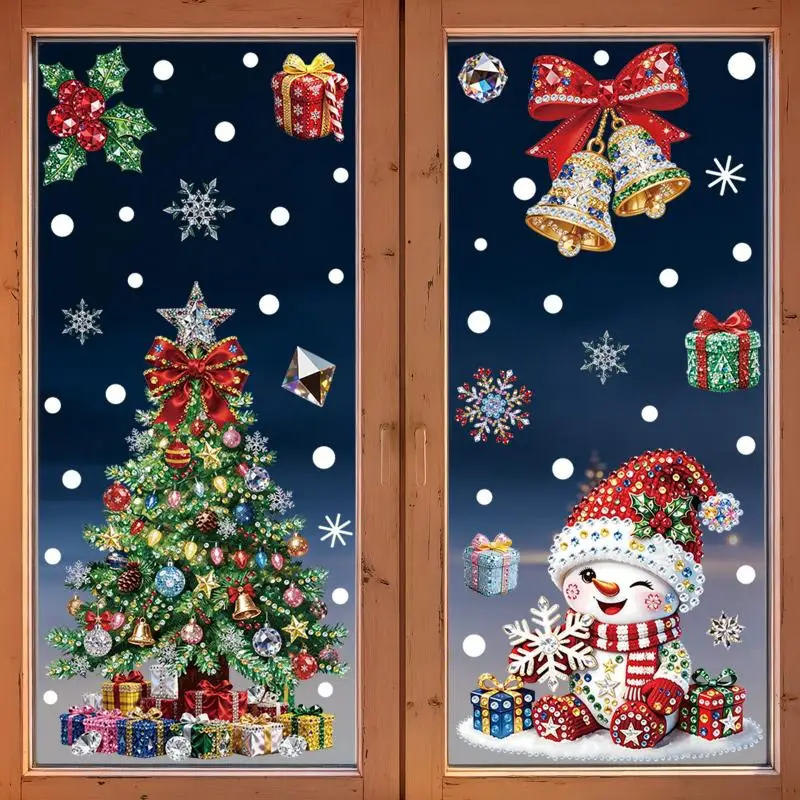 【HG】Christmas Decoration Window Stickers Traceless Home Window Decorations Static Cling New Year Xmas Festival Party Decor PVC