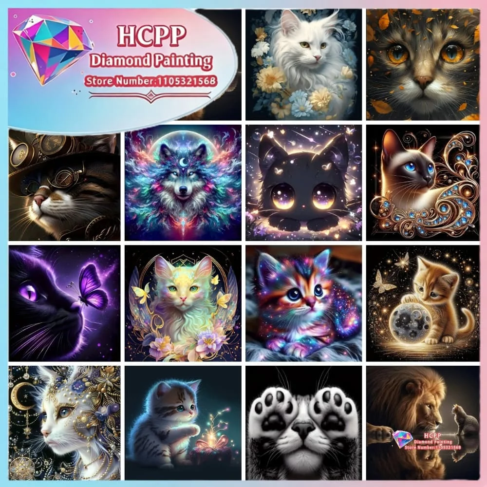Tier-, Vogel-, Katzen- und Hunde-Diamantmalerei-Set, Quadratische und Runde Diamanten, 5D DIY Mosaik, Handgemachte Kunst, Einzigartiges Exquisites Geschenk, Kunsthandwerk, Heimdekoration