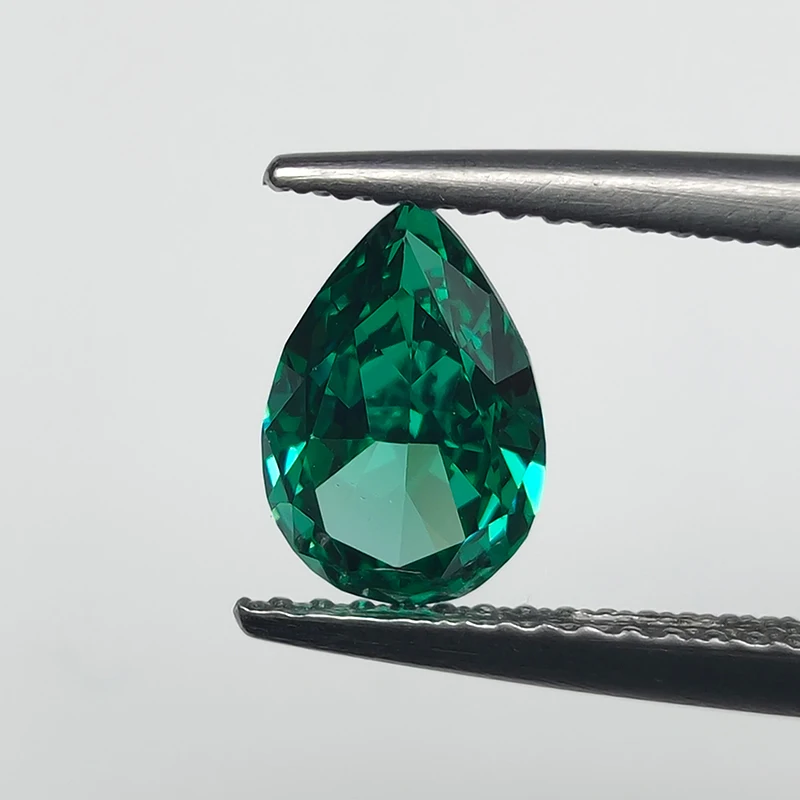 New Green Pear Crushed Ice Cut Cubic Zirconia High Carbon Lab Diamond CZ Gemstone 4K Cut 5A+ Quality for Jewelry Making