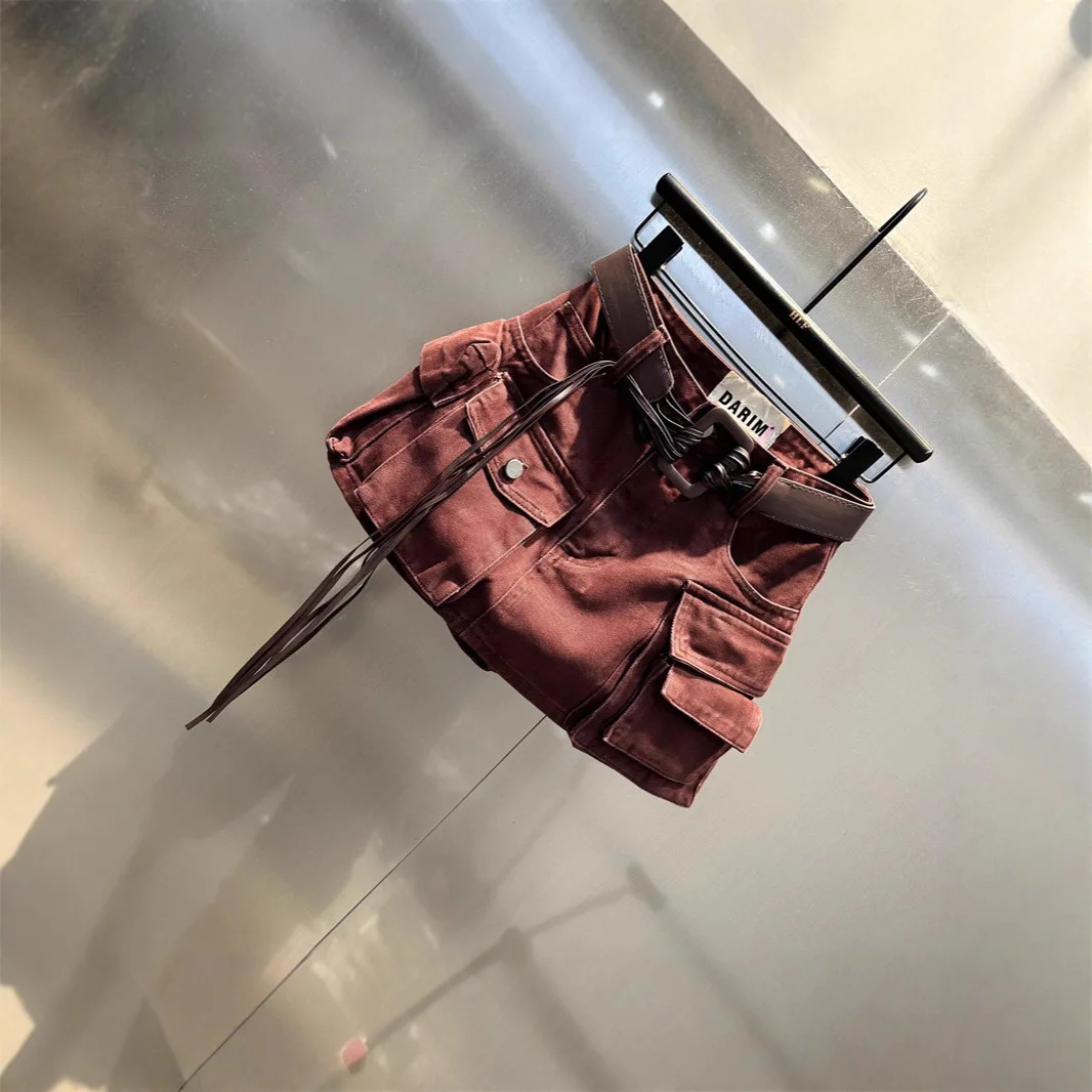 Fashionable and youthful high-end workwear denim skirt for women 2026 new multi pocket design half skirt trend