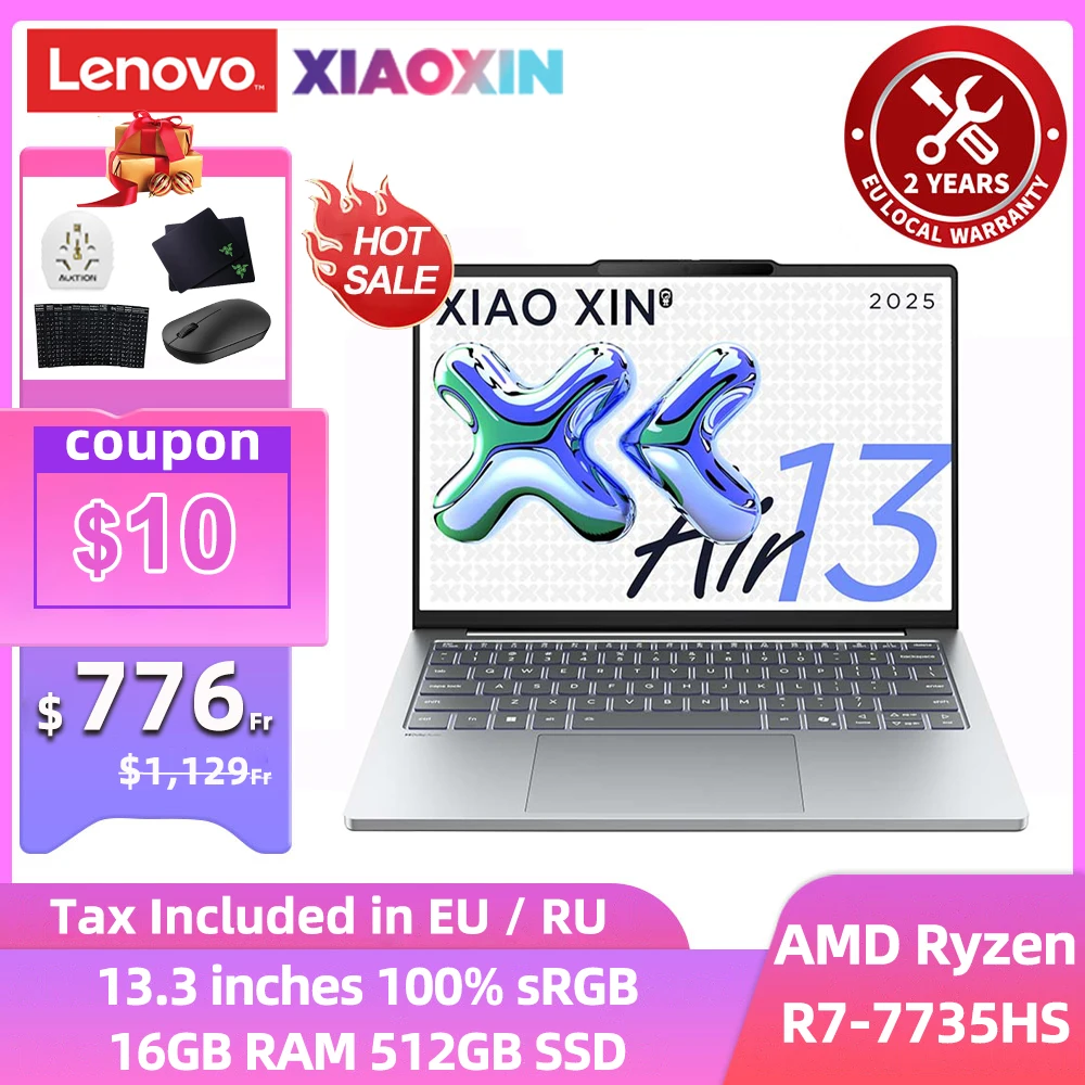 Lenovo Xiaoxin 13 Air Laptop 2025 Ryzen 7 7735HS 16GB RAM 512GB