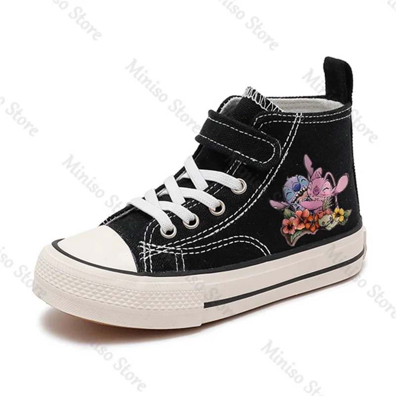 Girl Kid Canvas Boys Sport Shoes  Lilo Stitch Girl High-top Disney Casual Cartoon comfort Shoes Children Print Boys Tennis Shoes