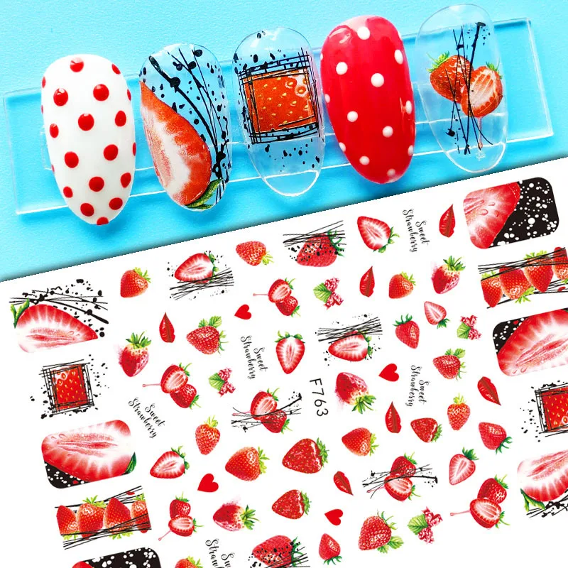 3d adesivos para nail art, decoração feita à mão, verão, brilhante, frutas, abacate, diy