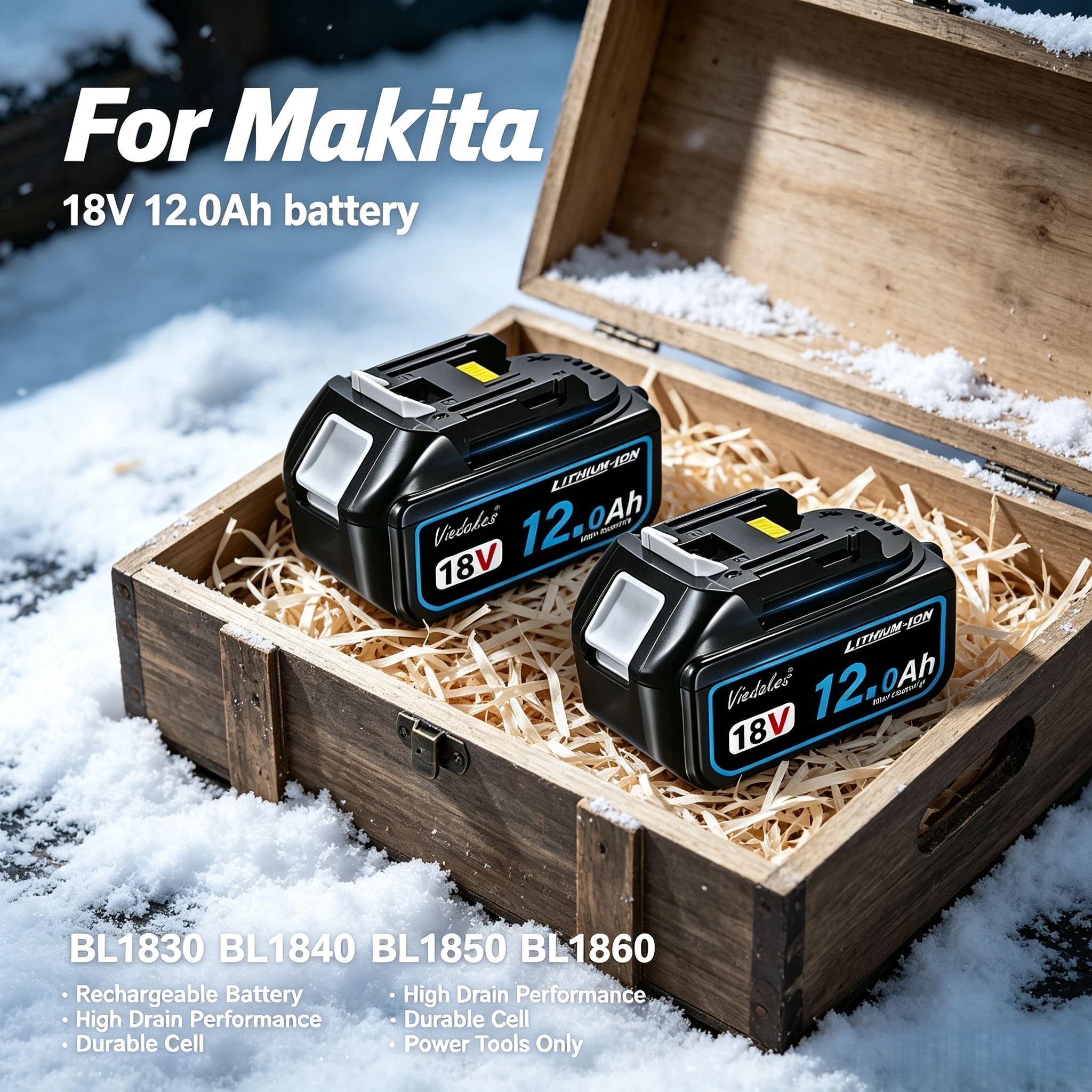 New 18V 12.0Ah High Capacity Rechargeable Lithium Battery , for Makita 18V DDF487/ DGA404 /DTW700 /DTD172 /DJV182 /HR140Z Tools