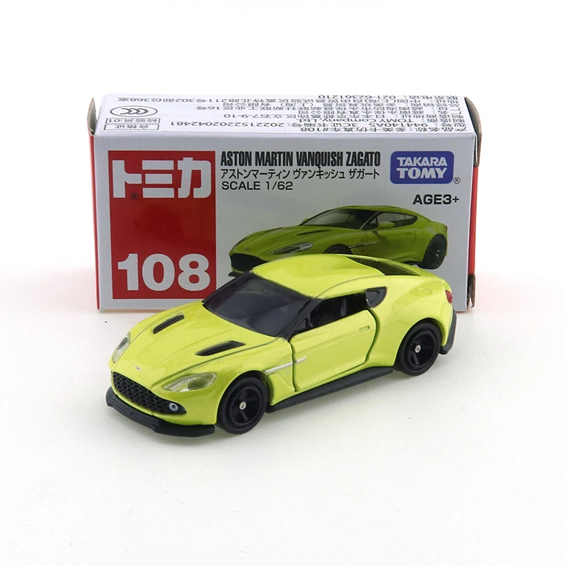 Takara Tomy Tomica No.108 ASTON MARTIN VANQUISH ZAGATO Alloy Vehicle Diecast Metal Model Kids Xmas Gift Toys for Boys