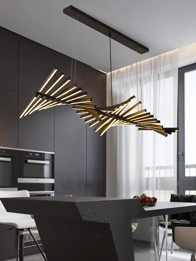 

Nordic Office Pendant Lamp Minimalist Design Creative Atmosphere LED Fishbone Hanging Lights Home Appliance Long Fashion Lustres