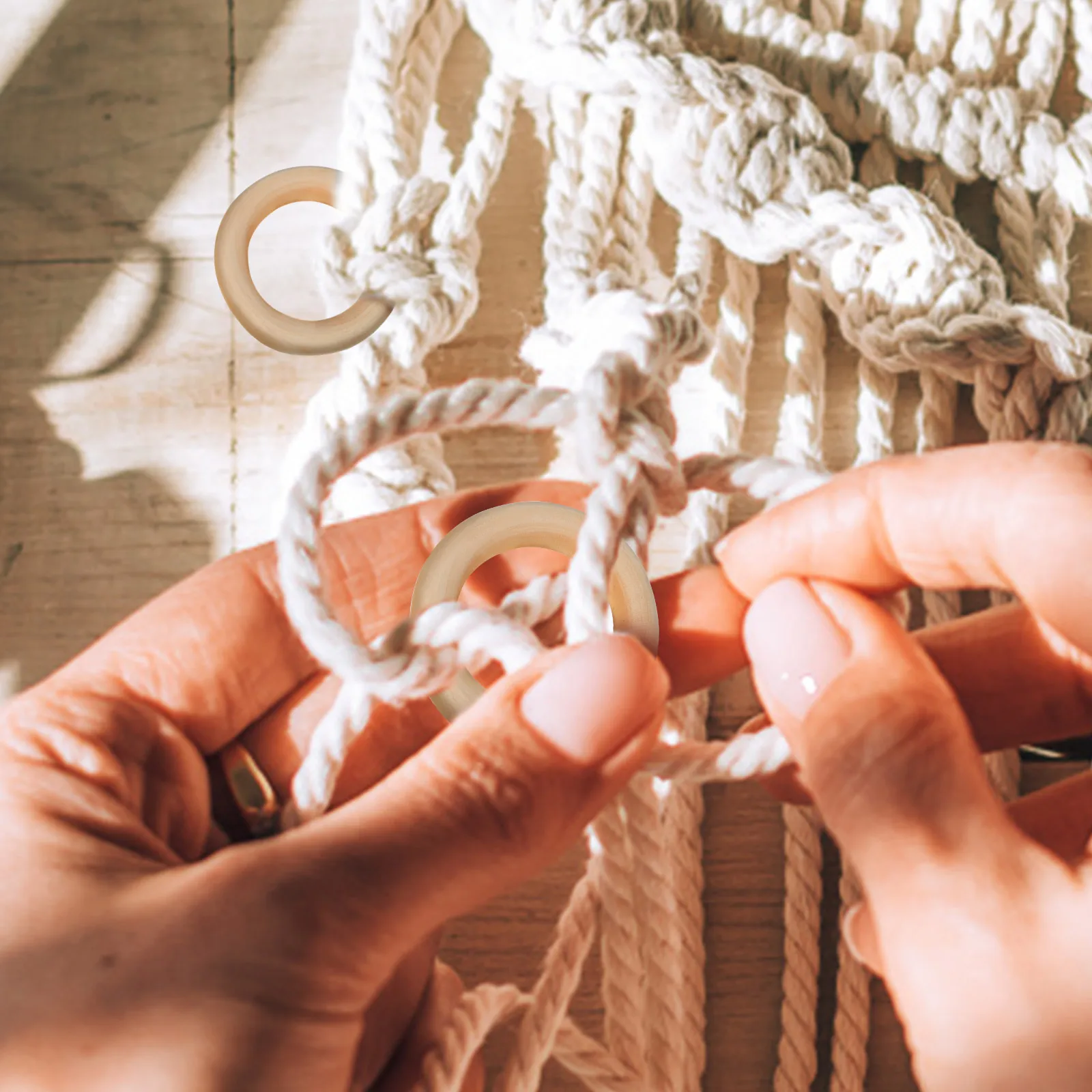 

80 Pcs Macrame Rings Natural Wood Connectors Craft Supplies Diy Wooden for Crafts Adults