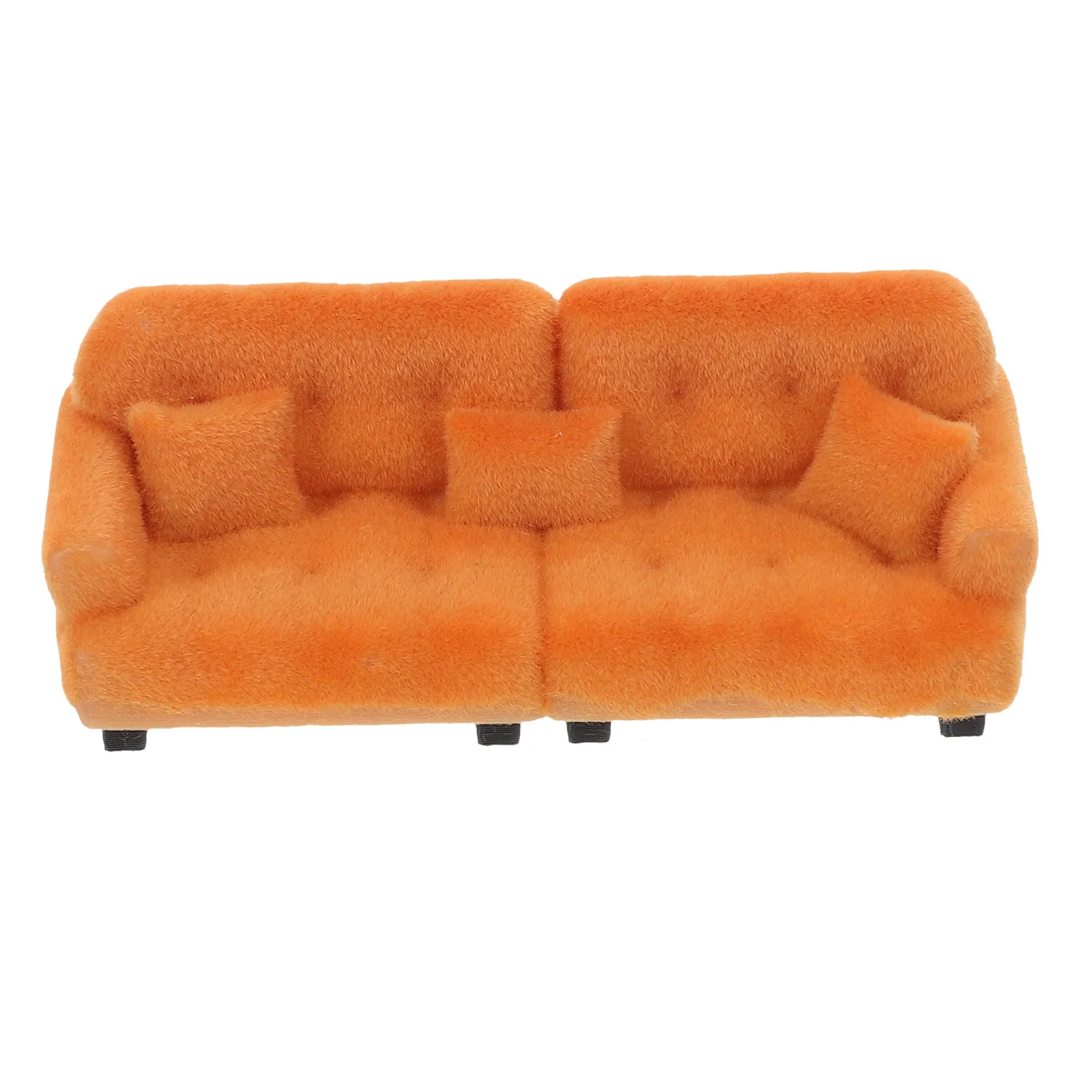 

Миниатюрный диван для кукольного домика, коричневый, с флокированным покрытием, с подушками, декор для миниатюрной мебели, для гостиной кукольного домика