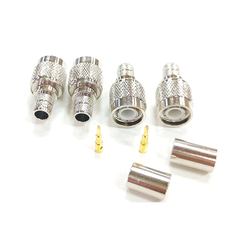 5Pcs/lot TNC Male Plug Crimp Solder Clamp for RG5 RG6 5D-FB LMR300 CNT300 Coax Cable Connector Brass Nickel Plated Free Shipping