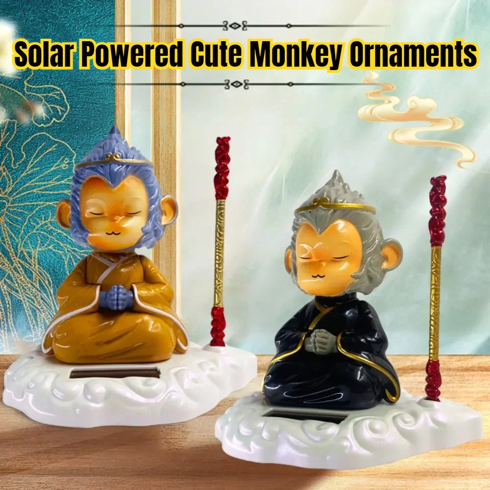 New Car Decoration Solar Energy Decoration Shaking Head Doll Cute Monkey Shape Decoration Gift Creative Interior Automotive