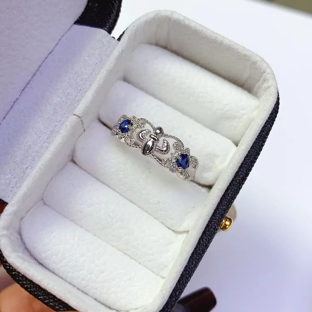 KJJEAXCMY High End Women's Ring Natural Sapphire S925 Silver with Electroplating Boasting High Clarity Full Brilliance Gift
