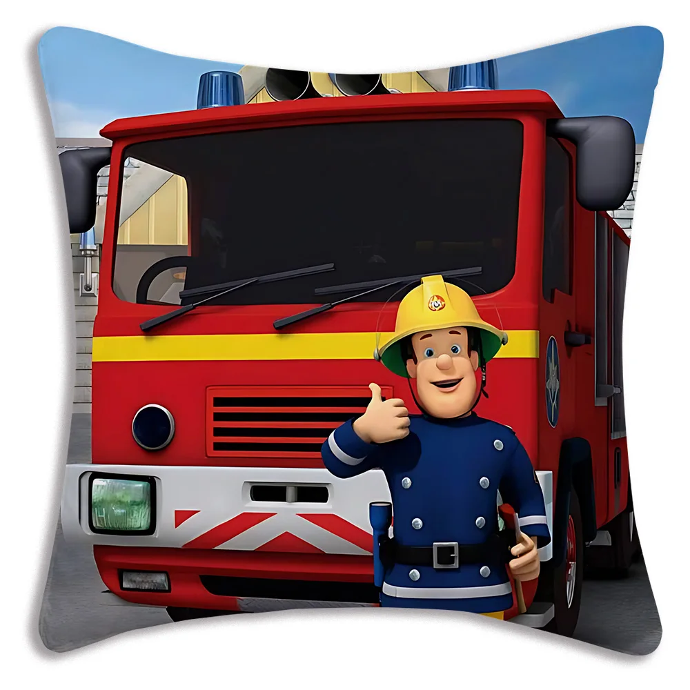 Pillow Covers Cartoon Firemans sams Sofa Decorative Home Double-sided Printing Short Plush Cute Cushion Cover