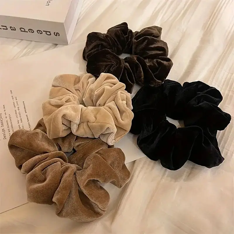 

4pcs Autumn and winter velvet large intestine headband elastic retro new hair accessory