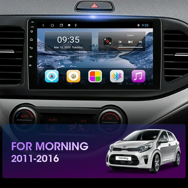 JMCQ-Autoradio Android 12, Carplay, Navigation GPS, IPS, Lecteur MultiXXL Vidéo, 2DIN, Unité Centrale pour Téléphone Kia, Picanto (2011-2016)