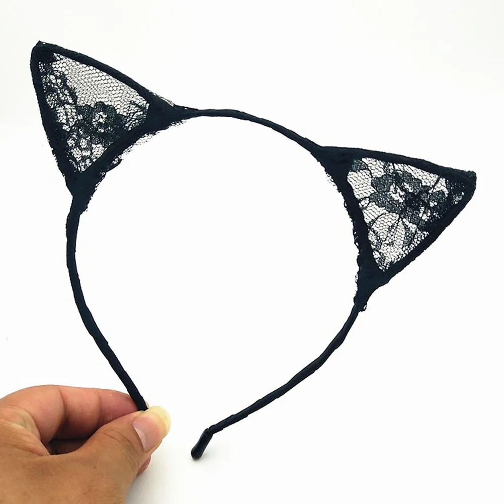 

1pc Cat Ears Hairband Lace Hair Hoop For Women Party Costume Festival Cosplay Accessory Daily Wear Hairband
