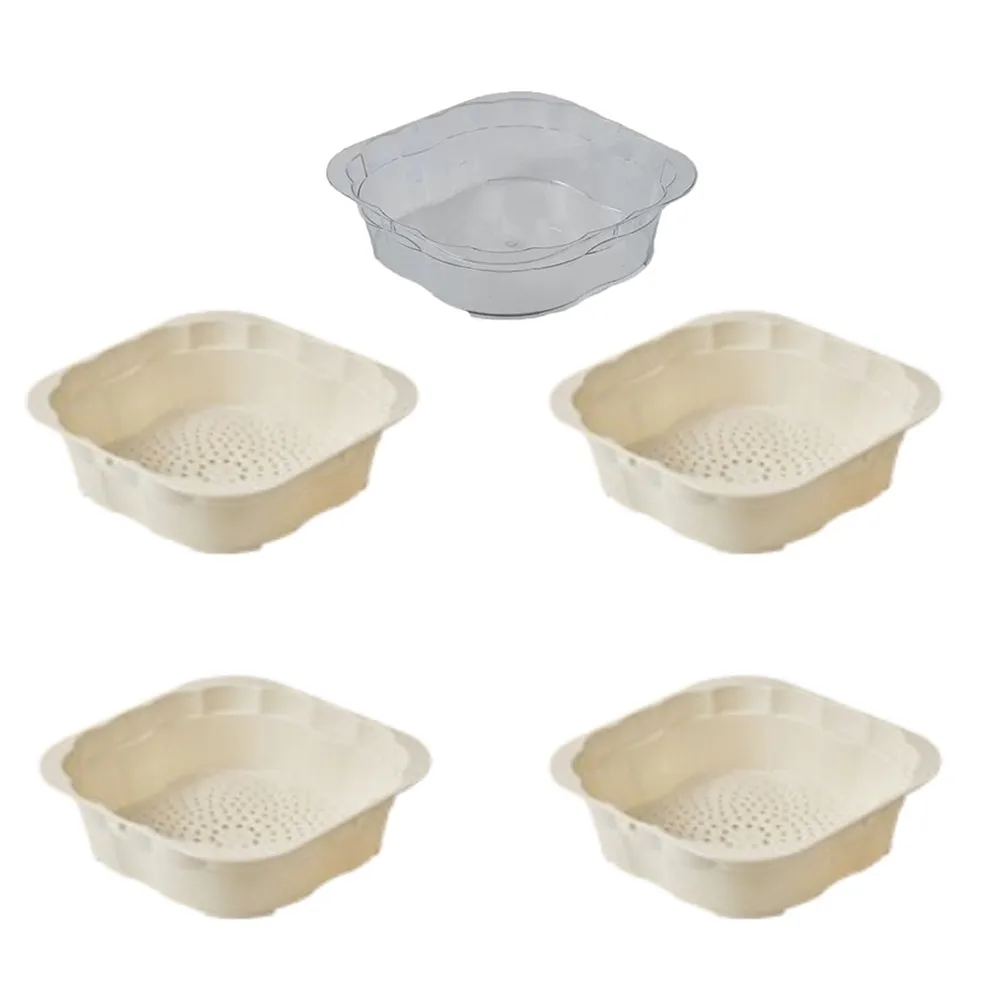 

2/5Pcs Creative Fruit Drainer Basket Set Square Reusable Vegetable Washing Basin Sturdy Space-Saving Multilayer Washing Bowl