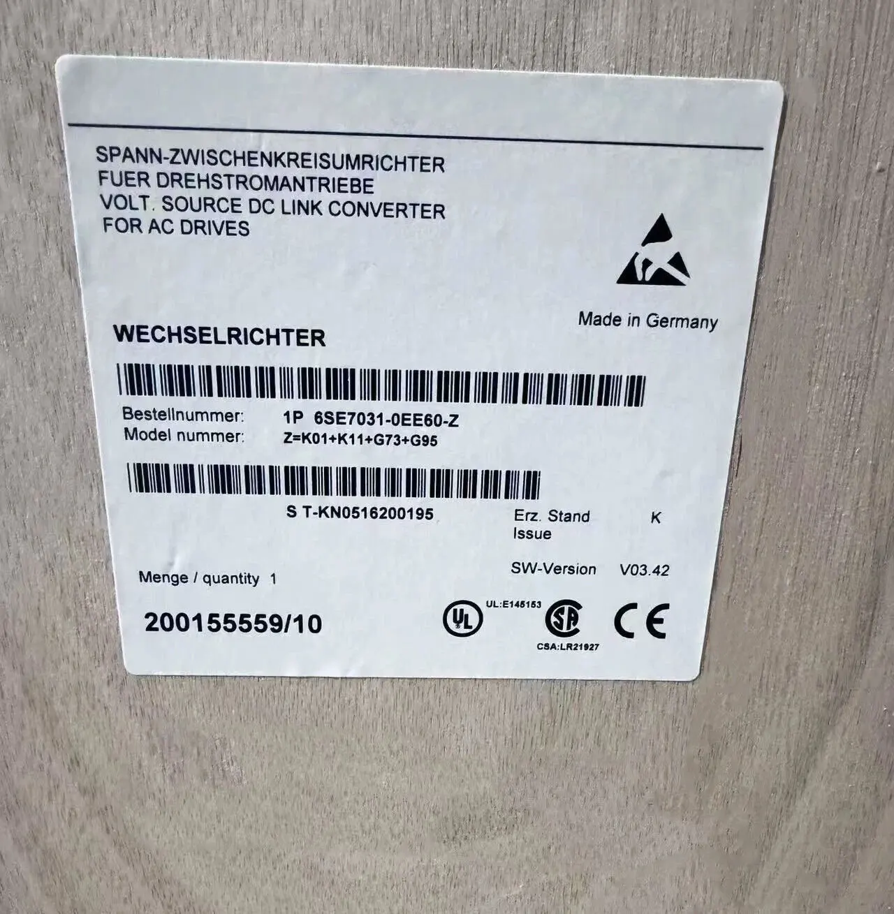 Brand new 6SE7031-0EE60 6SE7031-0TE60 6SE7031-2TF60 6SE7031-2EF60 Warrently One-year
