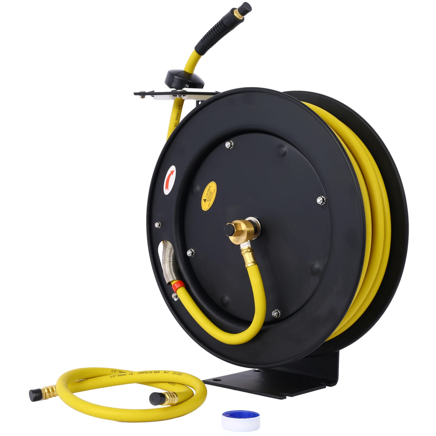 Retractable 3/8" x 50' Air Hose Reel Max 300PSI Heavy Duty Industrial Steel Arm