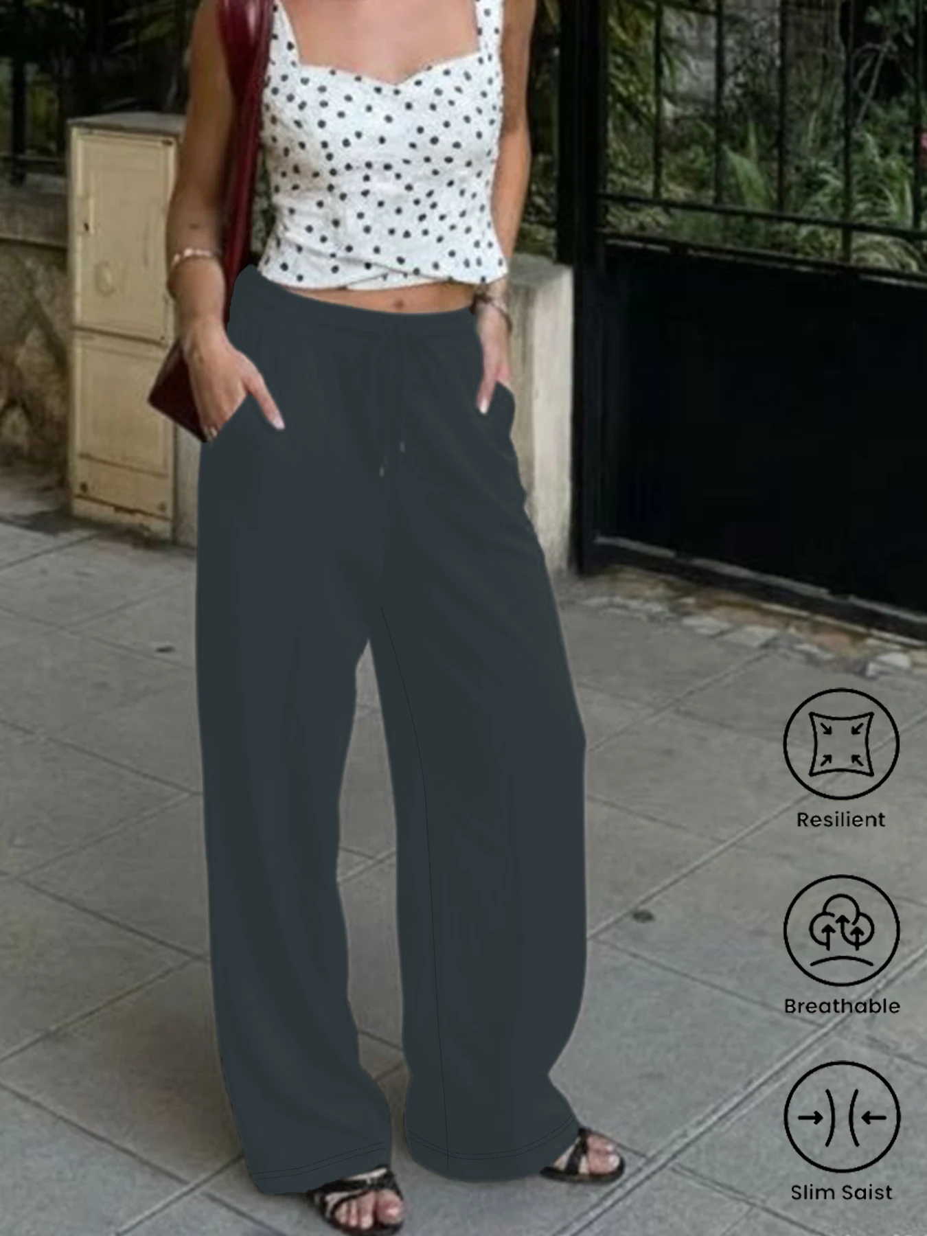 

Женские спортивные брюки с широкими штанинами и карманами, свободного кроя