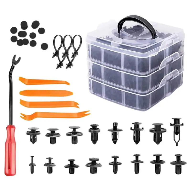 650pcs Car Retainer Auto Fasteners Push Trim Plastic Clips Pin Rivet Bumper Kit Screw Door Trim Panel Retainer Auto Bumper