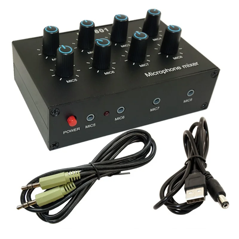 

Optimal MC-801 Condenser Microphone Expander 8 Channel 3.5Mm Microphone Mixer Multi-Channel Input Expander Hub