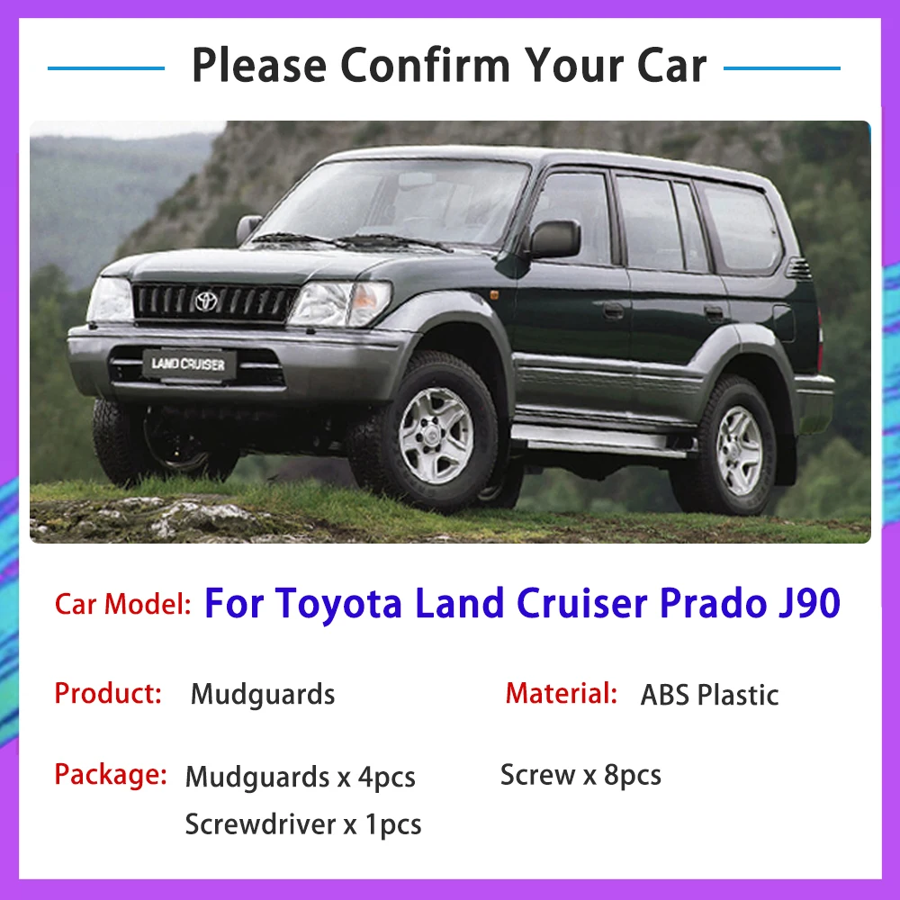 for Toyota Land Cruiser Prado LC90 FZJ90 90 J90 1997~2002 Wheel Mudguards Fender Mudflap Mud Flaps Splash Guard Car Accessories