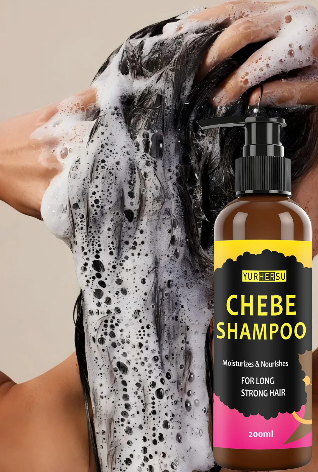 

Шампунь Chebei на выбор для волос, который подчеркивает глубокую очистку и питает.