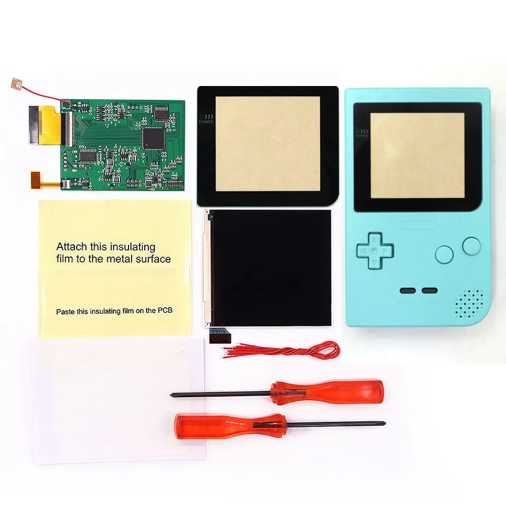 

HISPEEDIDO Q5 Большой IPS-экран, ЖК-дисплей со встроенным экранным меню для GBP Gameboy Pocket, 8-цветный ретро-пиксельный экран, комплекты модов с корпусом