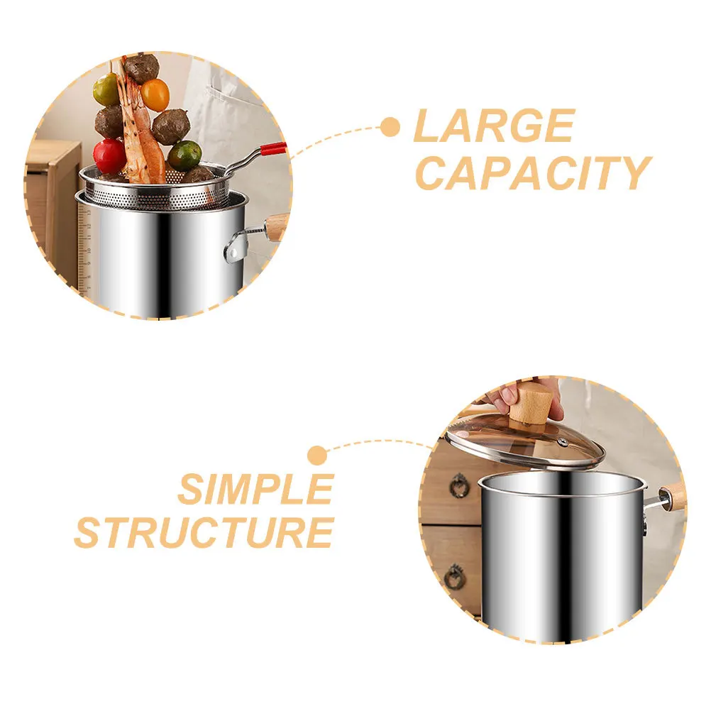 

1 Set Stainless Steel Deep Fryer Pot Large Capacity Frying Basket With Food Clip Nonstick Metal Frying Pot For Home Use Kitchen