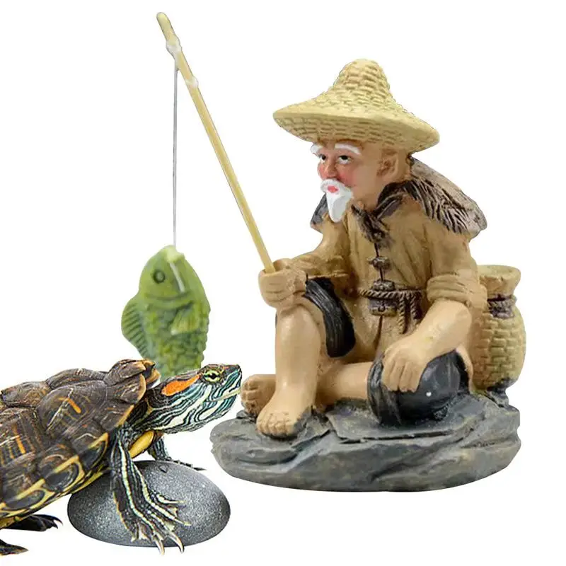 fish tank old man fishing ornaments Flowerpot Gardening Ornaments Fish tank PVC Figurine Aquarium landscaping decoration