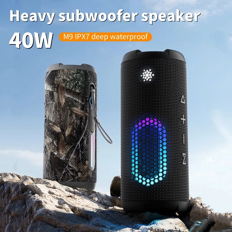 

Outdoor Heavy Subwoofer Wireless Speaker Outdoor Portable Bluetooth Speaker RGB Backlight HiFi Clear Sound Ultra-long Endurance