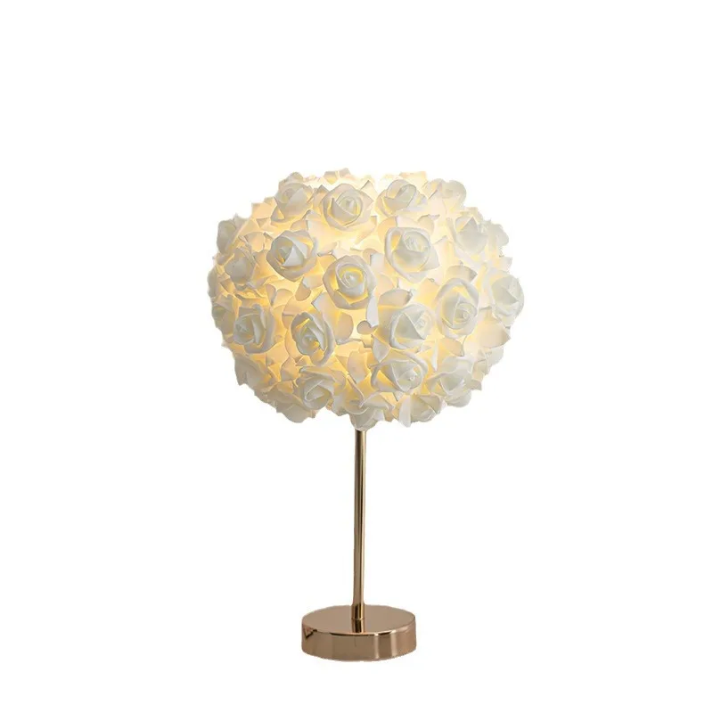 

Modern simple bedroom bedside lamp high-end sense creative rose table lamp