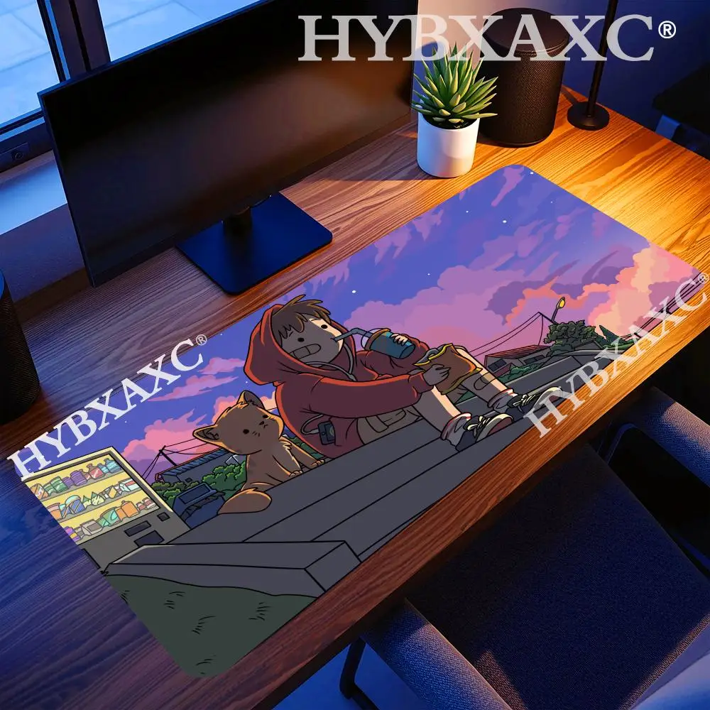 

HYBXAXC Boys and Cats on the Stairs,Colorful Sky and Gentle Breeze Mouse Durable withBase, Ideal for Daily Office Work