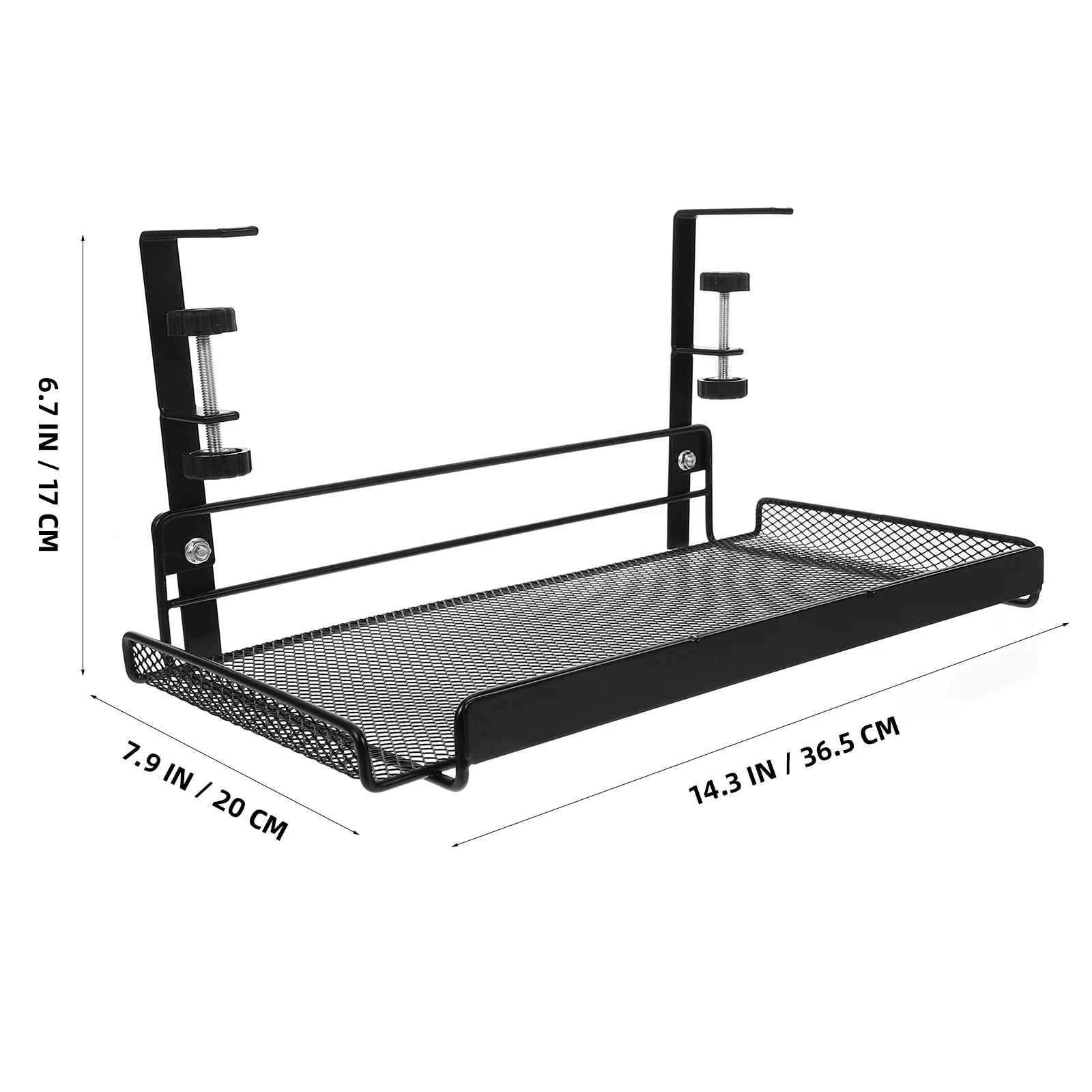 デスク下収納バスケット 調節可能なクランプオンメッシュオーガナイザー オフィス寮バスルームファイルドキュメントホルダーラック用