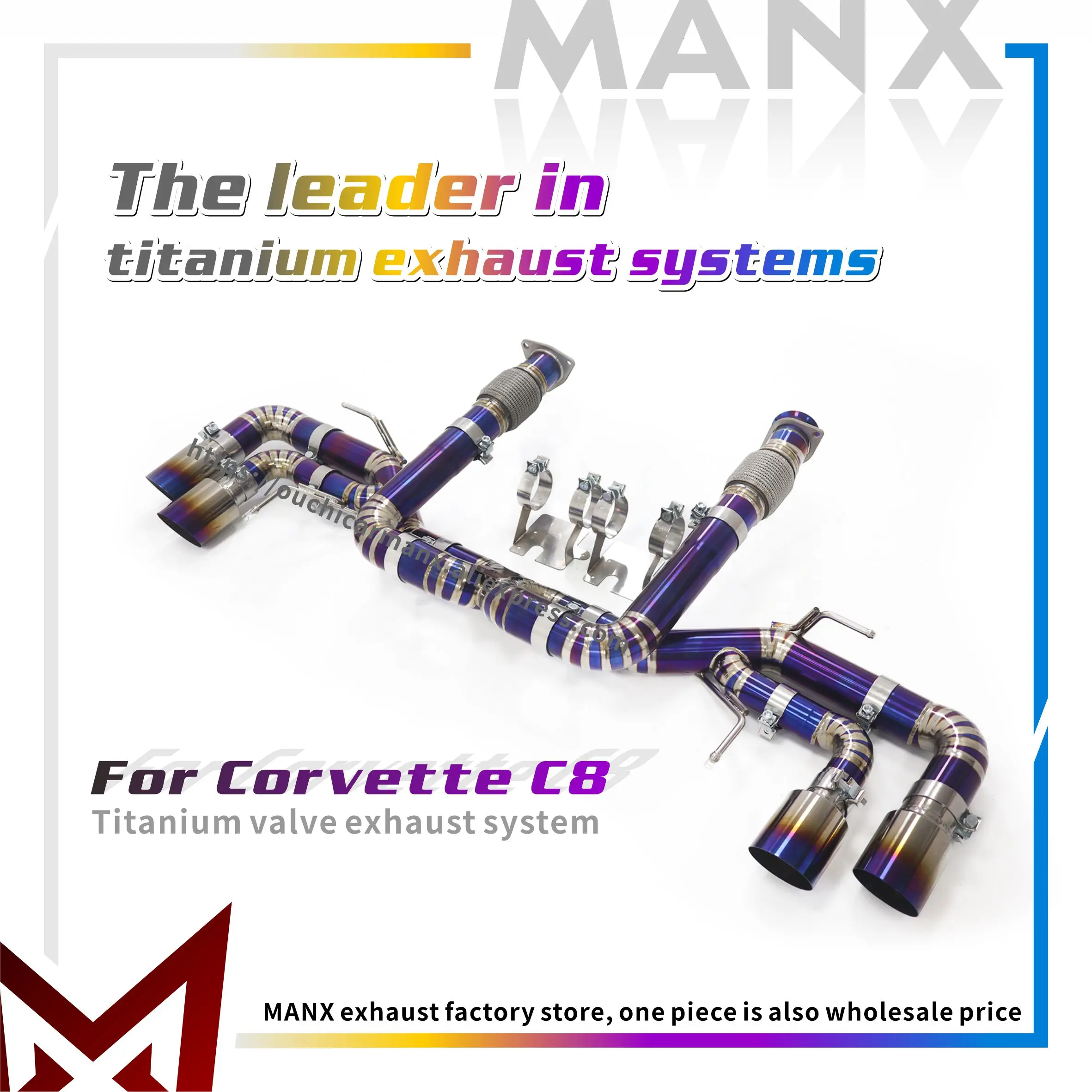 

For Chevrolet Corvette C8 6.2L X Pipe Catback Performance Exhaust System Purple Ti Alloy without Valve Quad Ti Tips