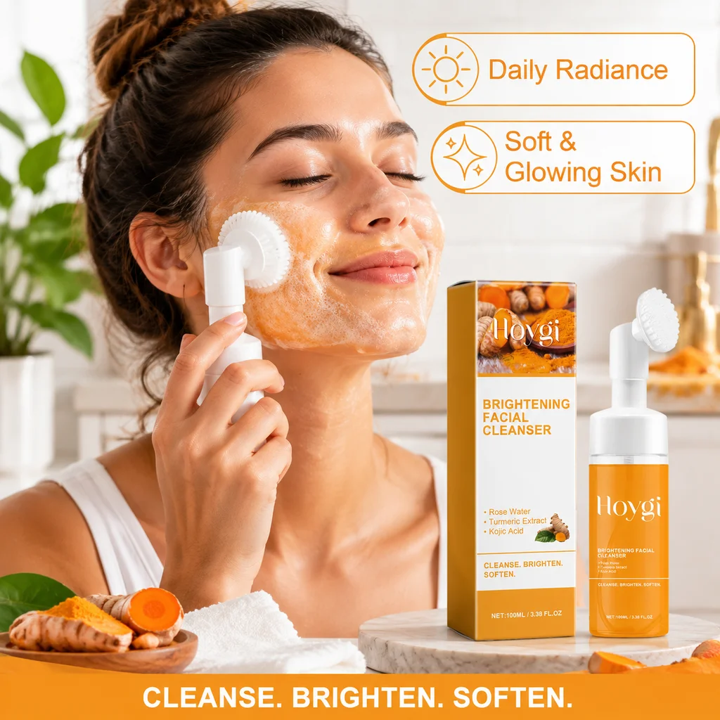 Hoyi espuma de limpeza de cúrcuma limpeza profunda remoção de cravos hidratante encolher poros controle de óleo purificador da pele cuidados 100ml