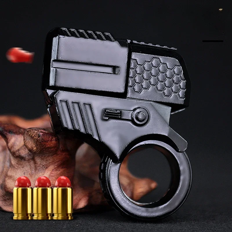 Mini Golden Finger Blaster Shell Throwing  Alloy Ring Pistol Soft Bullet Toy Gun Decompression Toys For Boys Adults