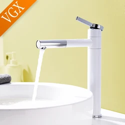 VGX Bathroom Faucets High Basin Mixer Sink Tall Faucet Gourmet Washbasin Taps Water Tap Hot Cold Rotating Tapware Crane Brass