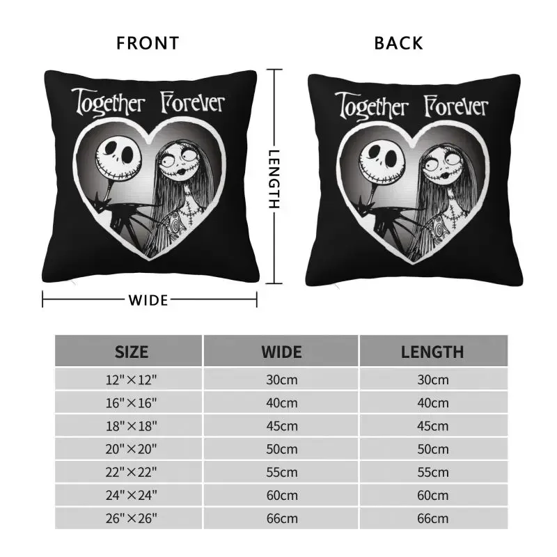 Halloween Skull Jack Sally Throw Pillow Case Home Decoration Nightmare Before Christmas Movie Cushion Cover Square Pillowcase