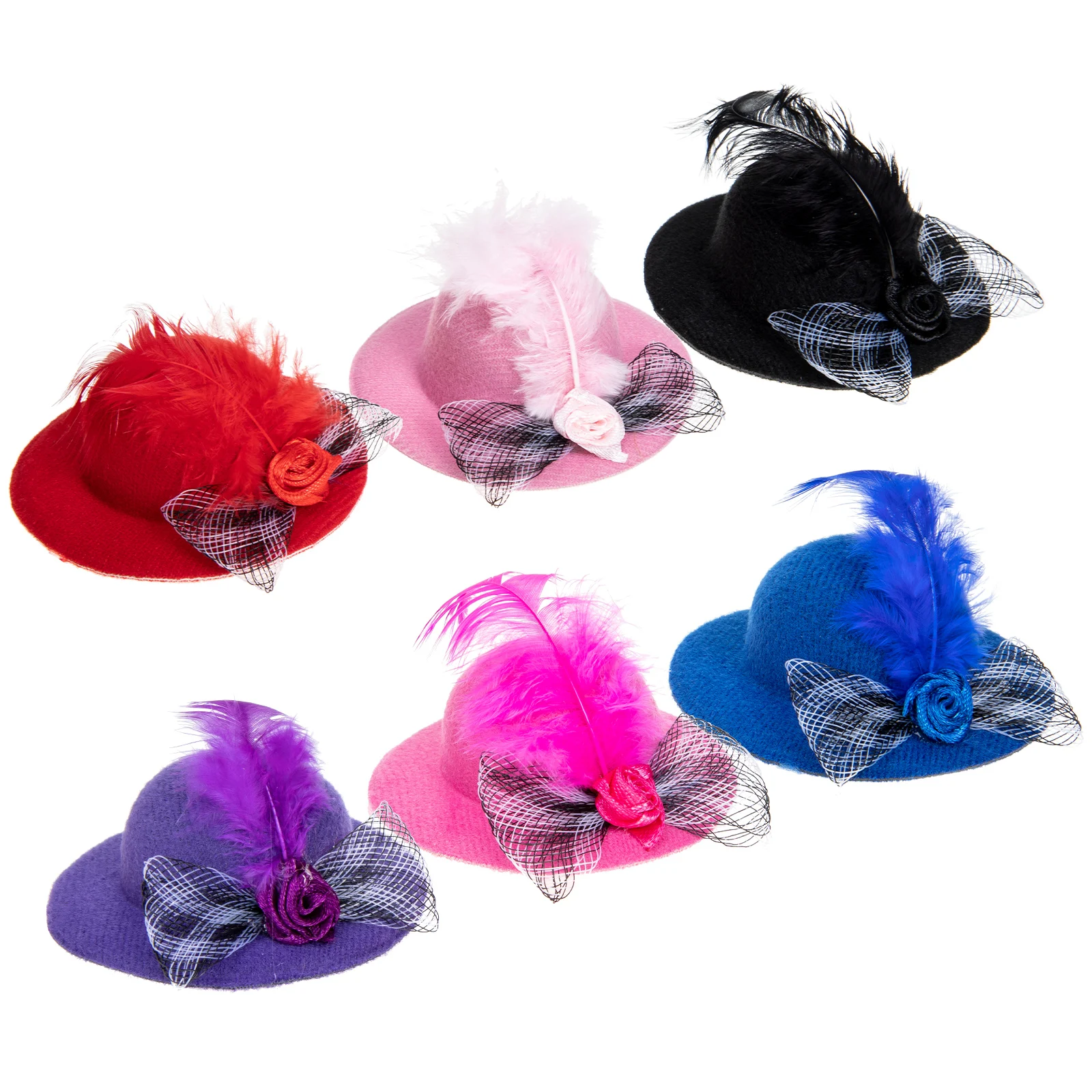 

6 Pcs Pet Chicken Hat Adjustable Lace Edge Flower Decor Bird Hats Accessories Christmas Birthday Photoshoot Pet Supplies