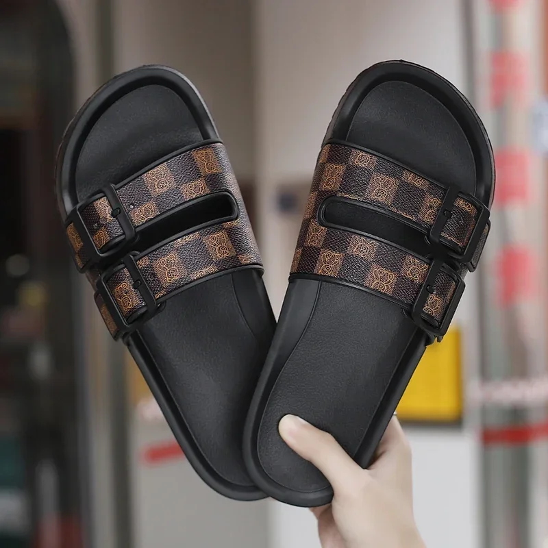 Summer Shoes Sale Genuine Mens Slipper Flip Flop Slides Men\'s Genuine Leather Sandals Comfortable Man Sandal House Slippers Man