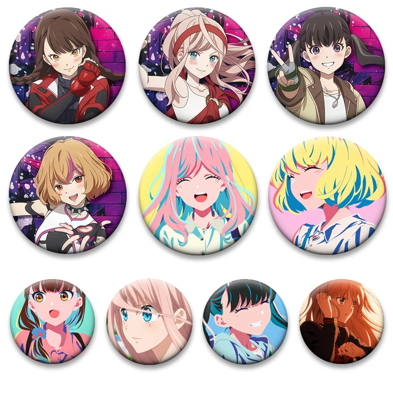 Anime Young Ladies Don't Play Fighting Games Brooches Cute Round Cartoon Badge Aya Mitsuki,Mio Yorue Pins for Bag Decor Gifts