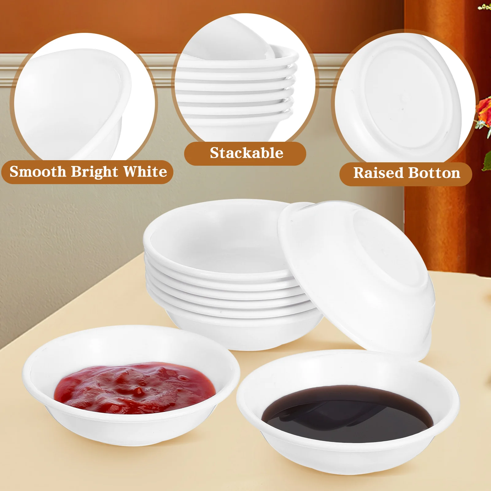 20 Piezas de Mini Tazones para Salsas, Tazones de Plástico para Salsas, Plato para Aperitivos, Platos para Salsas de Barbacoa, Platos para Vinagre, Especias y Salsas, Vajilla de Cocina para Sushi