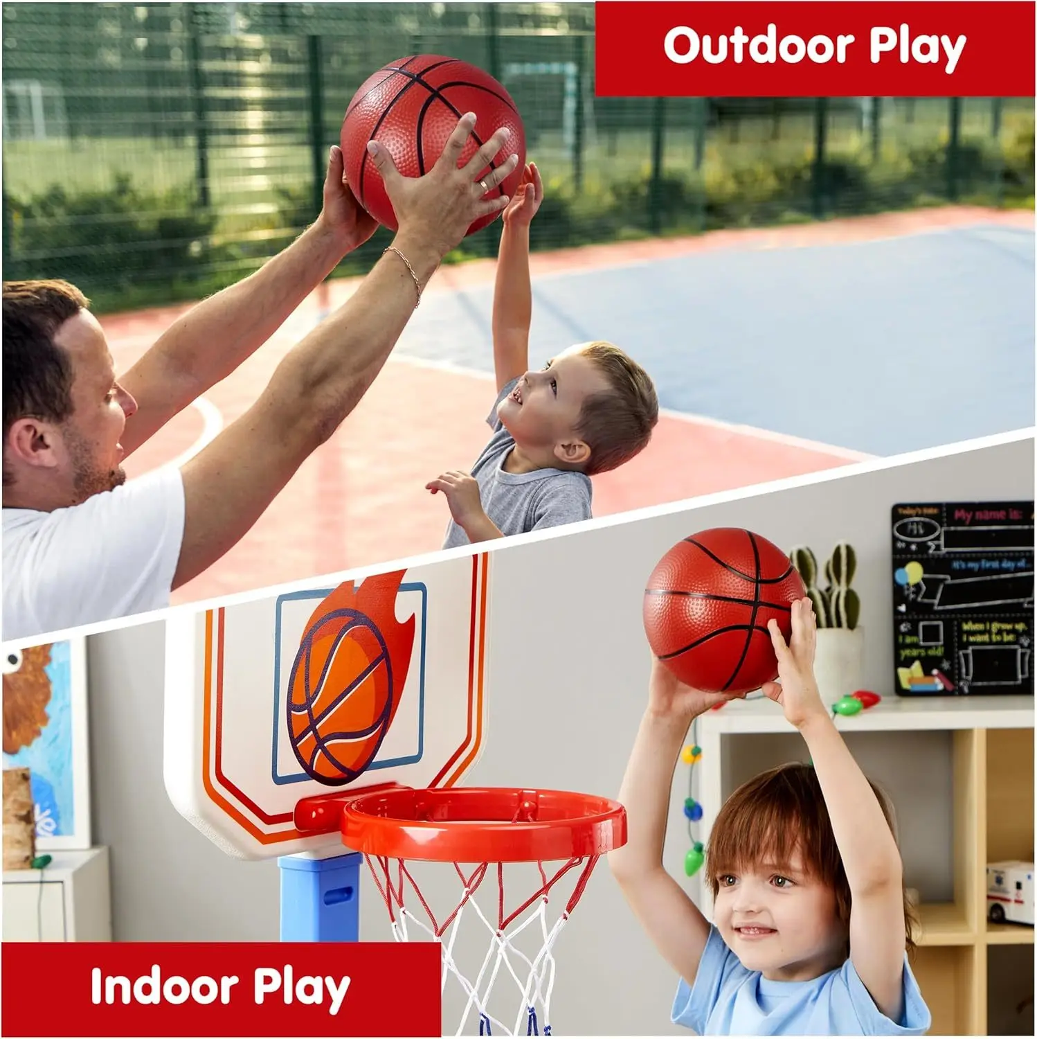 JOYFY Kleinkinder Basketball-Arcade-Spielset Verstellbares Basketballkorb-Set mit 4 Bällen für Kinder Weihnachts- und Geburtstagsgeschenk – Detail 5