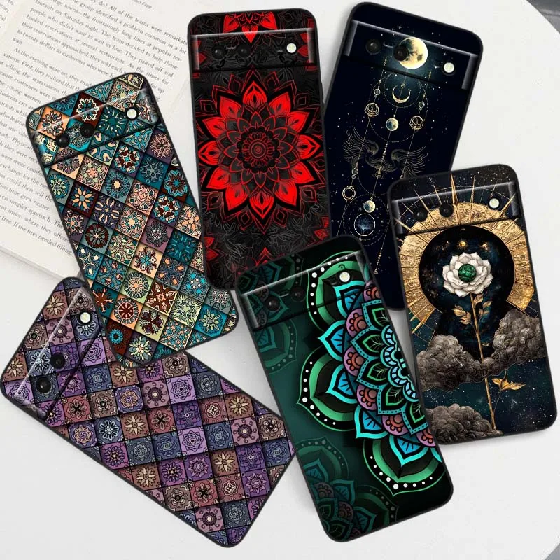 Luxuriöses Blumenmuster für Google Pixel 10 9a 9 8A 8 7 7A 6 6A Pro XL 2024 5G Schwarze weiche TPU-Silikonhülle