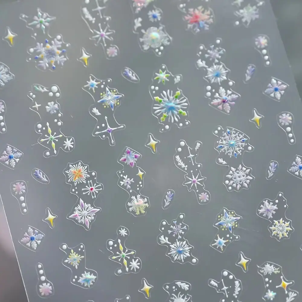 

Colored Polarized Winter Snowflake Stars 3D Self Adhesive Nail Art Stickers Shiny Rhinestone Pearl Manicure Decals Wholesale