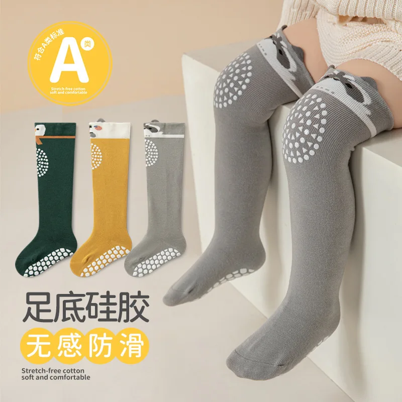 

baby non-slip knee socks, spring and autumn do not restrain legs crawling anti-collision cotton baby floor socks