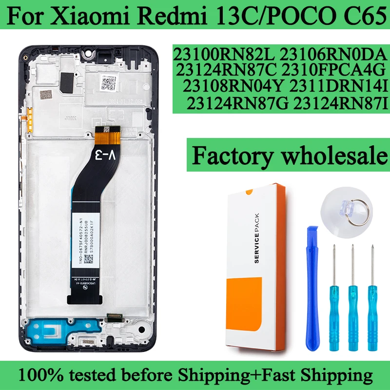 23100RN82L 23124RN87G Premium Lcd For Xiaomi Redmi 13C 4G Display Touch Screen 13C 5G Digitizer Panel Assembly For POCO C65 Lcd