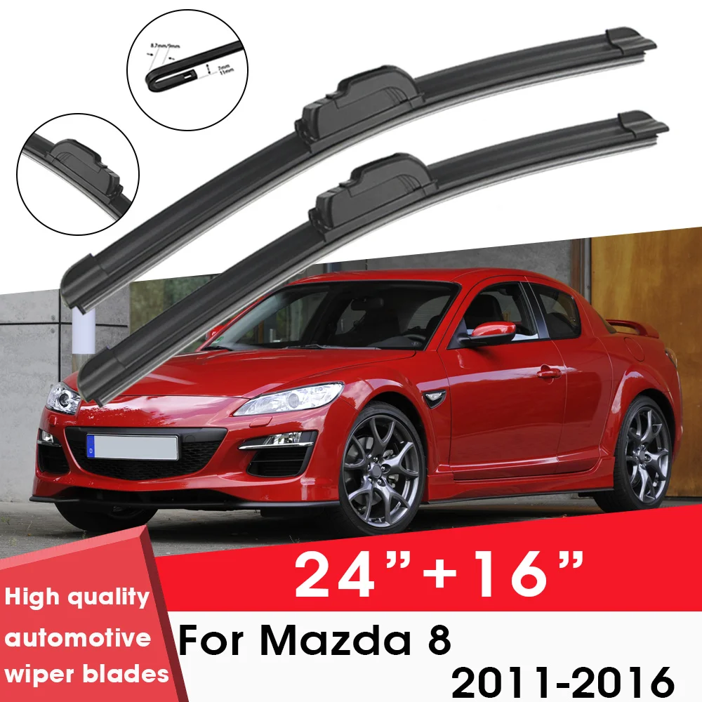 

Car Wiper Blade Blades For Mazda 8 2011-2016 24"+16" Windshield Windscreen Clean Rubber Silicon Cars Wipers Accessories